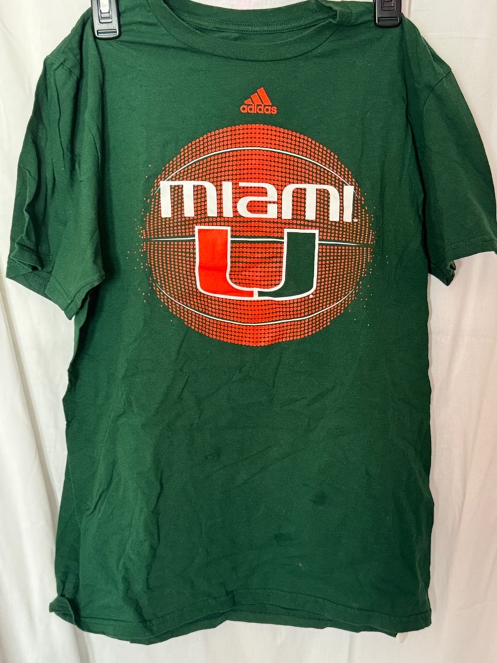 adidas Green Miami Hurricanes Basketball Graphic Tee